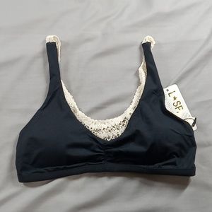 L Space Bikini TOP Women XS  EXTRA SMALL Cruisewear Resort NEW BLACK CREAM